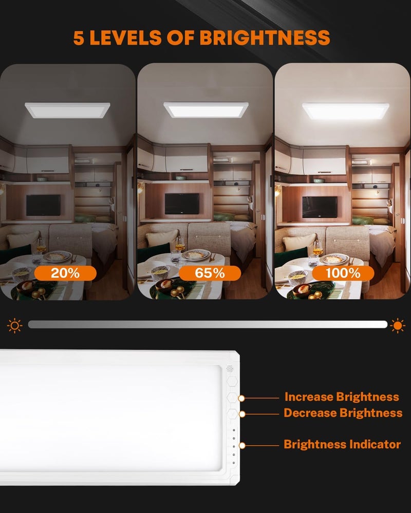 Kohree Dimmable RV Interior Light 12V 16.7" x 6.6", 1500 Lumen RV LED Ceiling Lights, 5 Levels of Dimming, 3 Color Temperature, 2900-6500K, RV Lights Fixtures for Car/RV/Trailer/Camper/Boat (2 Pack) - Image 3